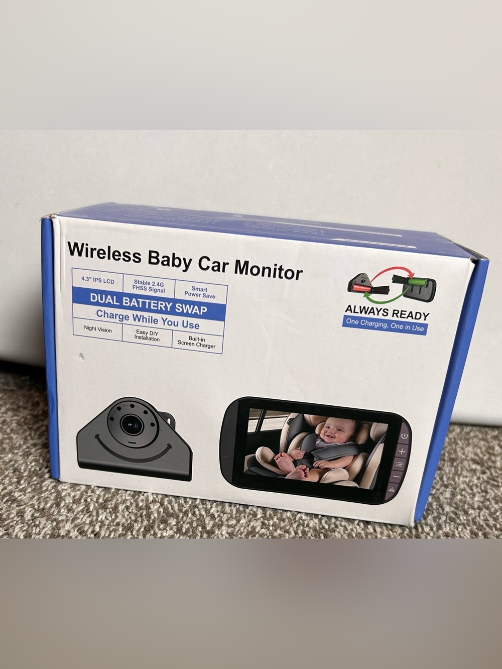 Wireless Baby Car Monitor with Black Camera and Screen